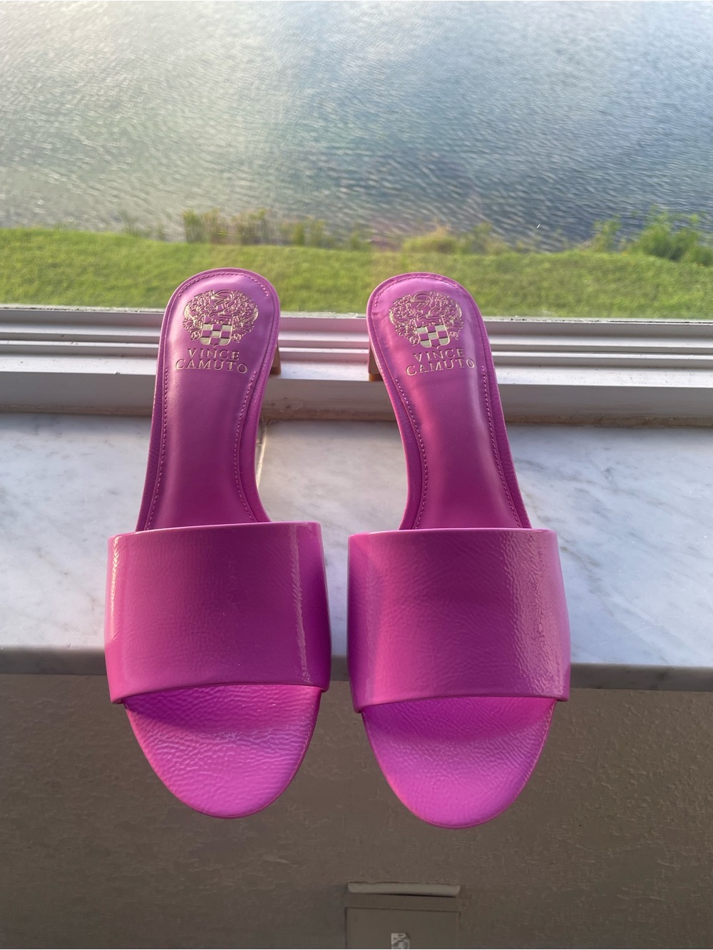Vince Camuto Fuchsia Slip-On Mid-Heel Mules - Picture 6 of 10